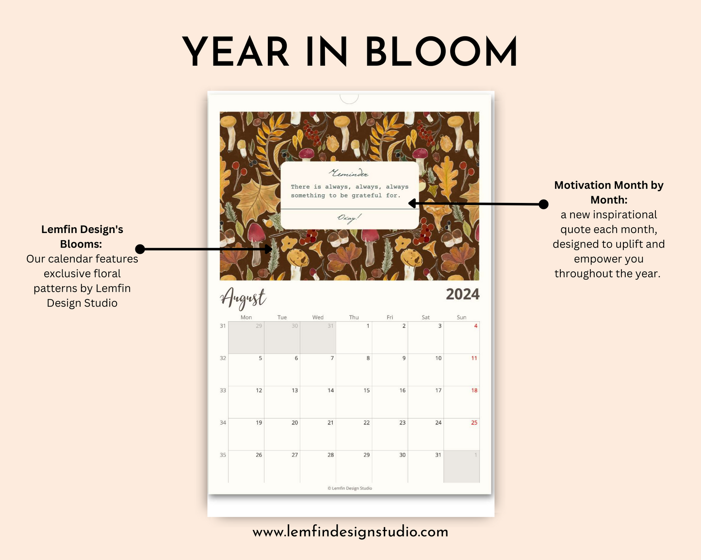 Year In Bloom: 2024 calendar - Lemfin Design Studio